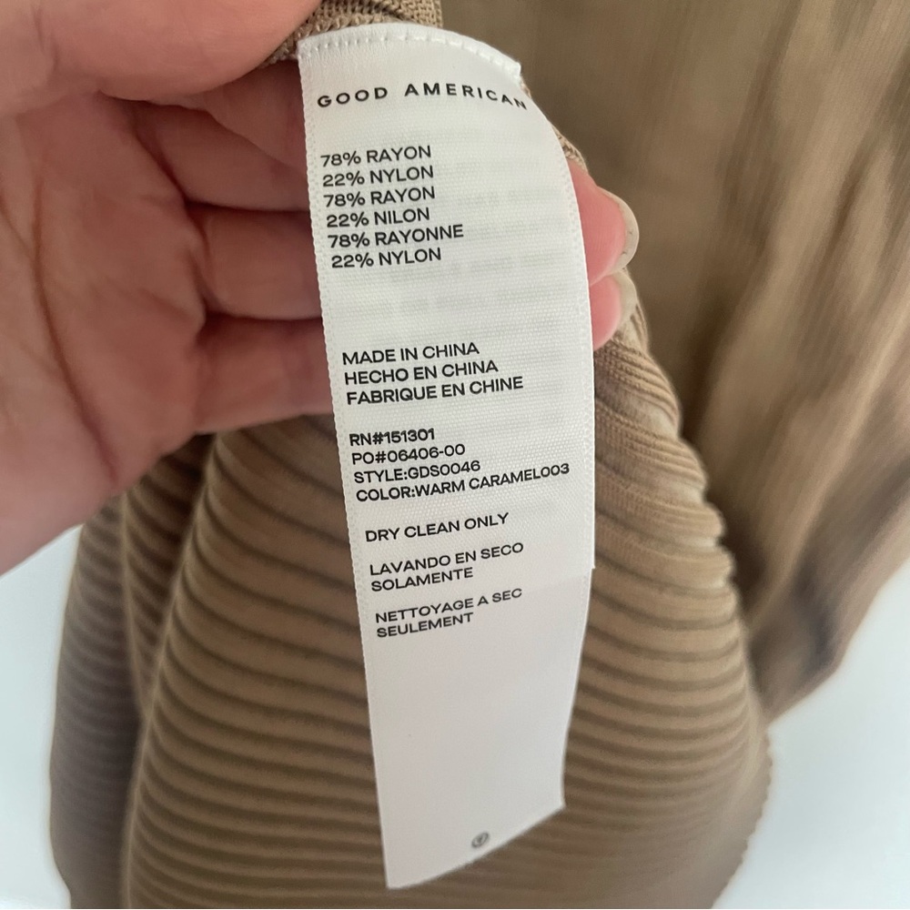 NWT Good American Palited Midi Tan Ribbed Dress - Picture 5 of 6